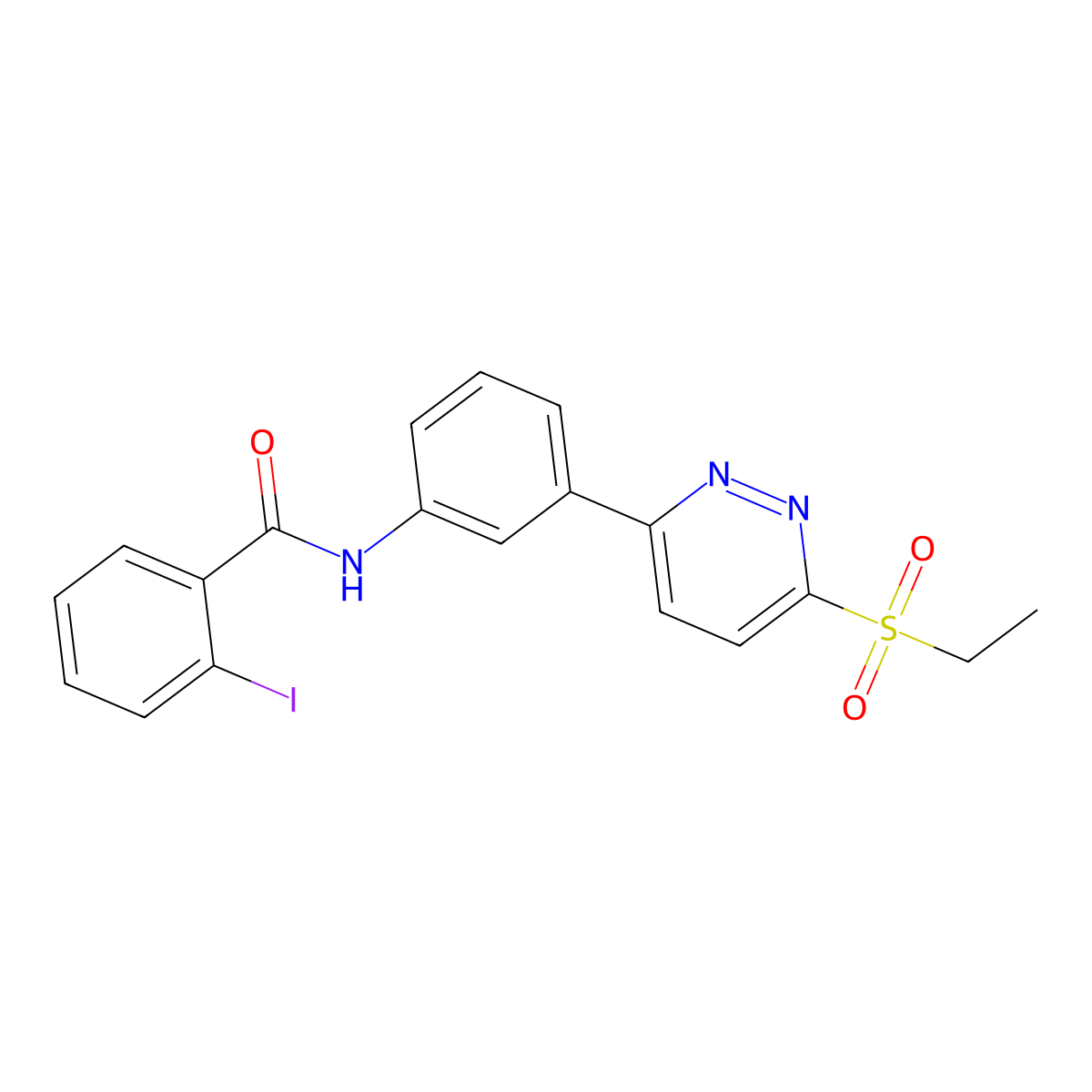 N-(3-(6-(ethylsulfonyl)pyridazin-3-yl)phenyl)-2-iodobenzamide molecular structure, CAS 1005307-59-4