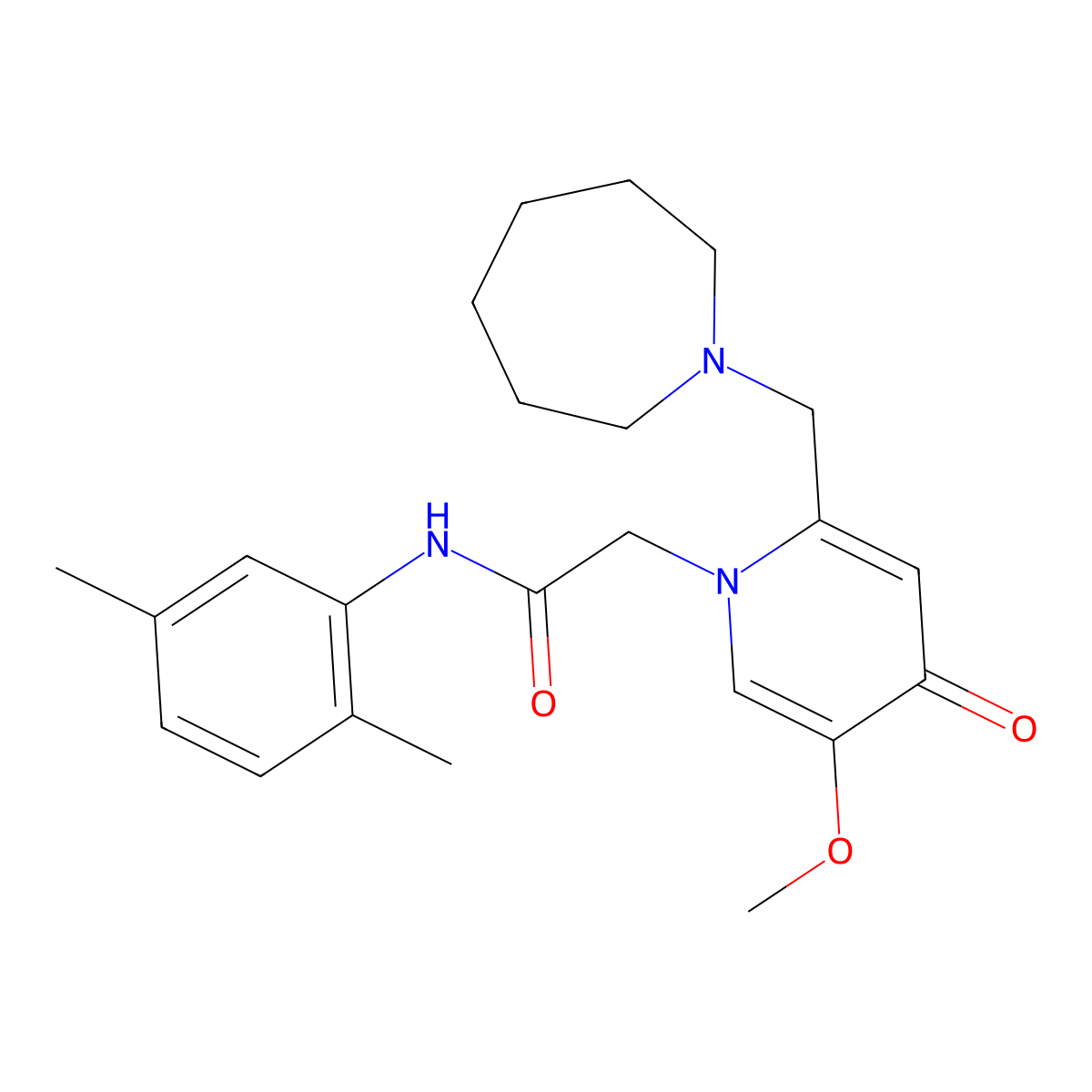 2-(2-(azepan-1-ylmethyl)-5-methoxy-4-oxopyridin-1(4H)-yl)-N-(2,5-dimethylphenyl)acetamide molecular structure, CAS 1005307-60-7