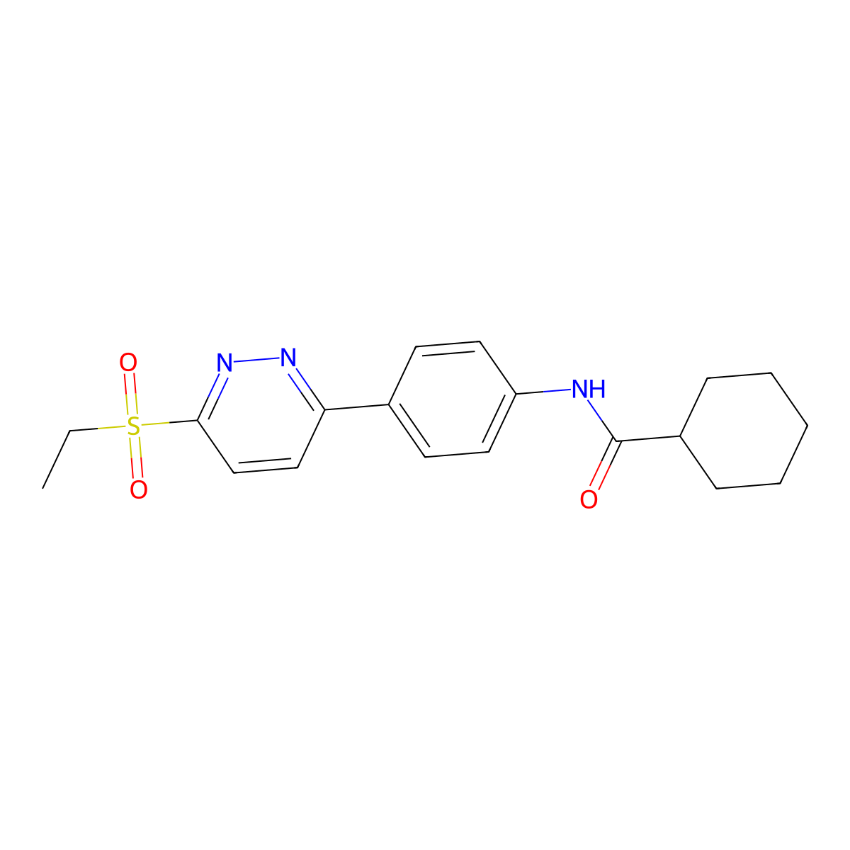 N-(4-(6-(ethylsulfonyl)pyridazin-3-yl)phenyl)cyclohexanecarboxamide molecular structure, CAS 1005307-61-8