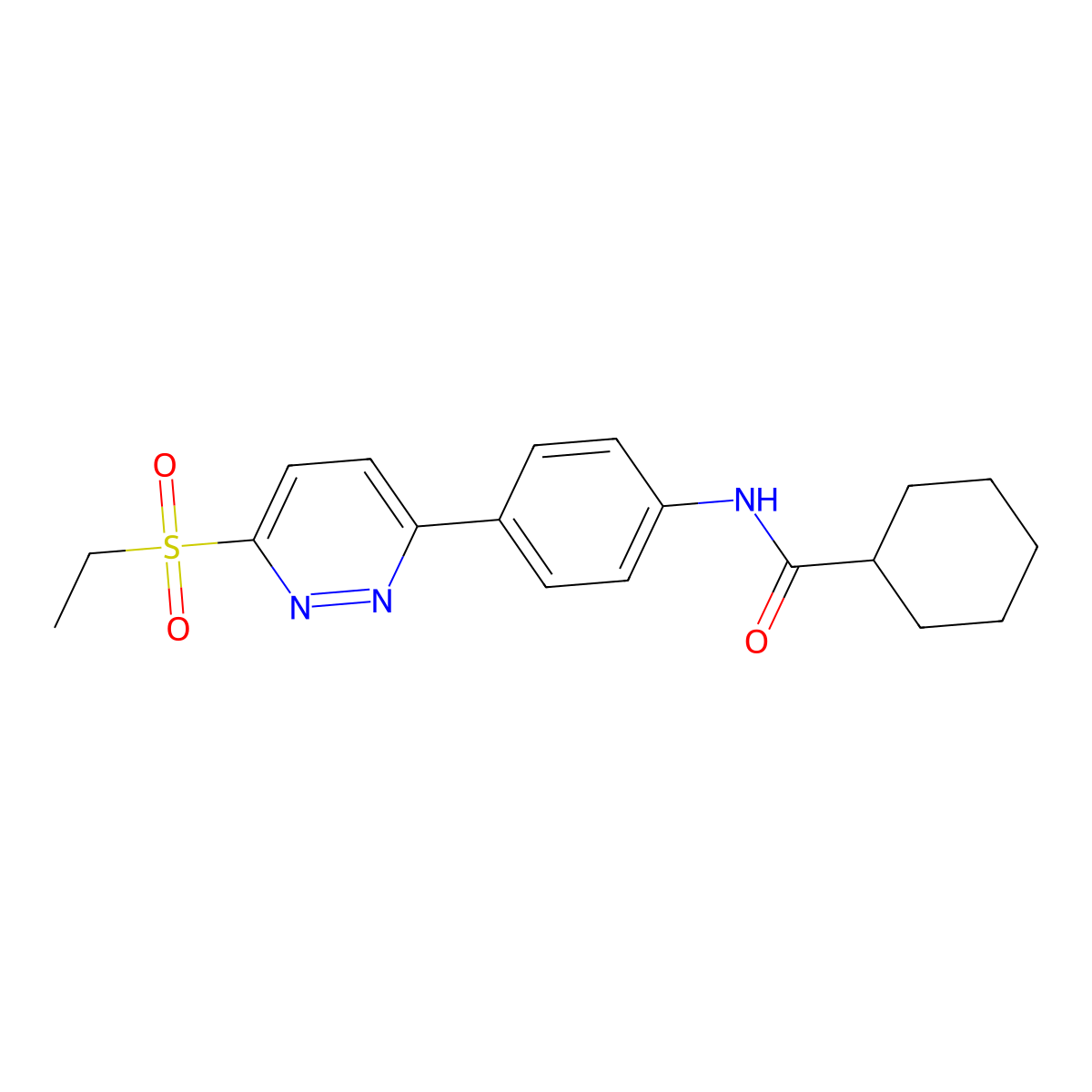 N-(4-(6-(ethylsulfonyl)pyridazin-3-yl)phenyl)cyclohexanecarboxamide molecular structure, CAS 1005307-61-8