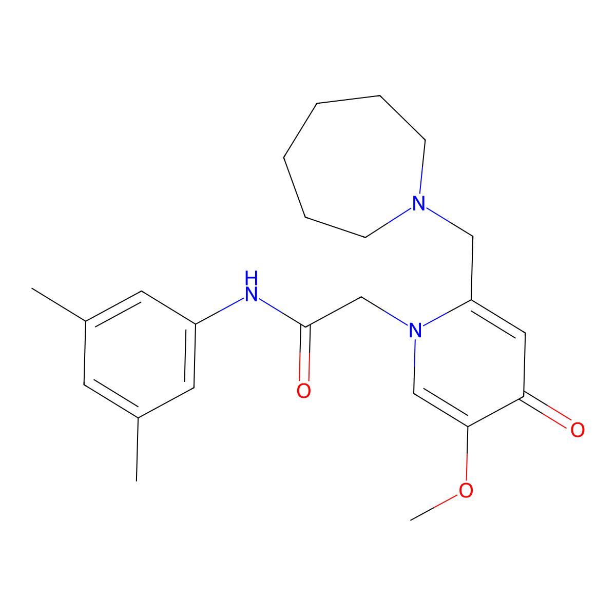 2-(2-(azepan-1-ylmethyl)-5-methoxy-4-oxopyridin-1(4H)-yl)-N-(3,5-dimethylphenyl)acetamide molecular structure, CAS 1005307-62-9