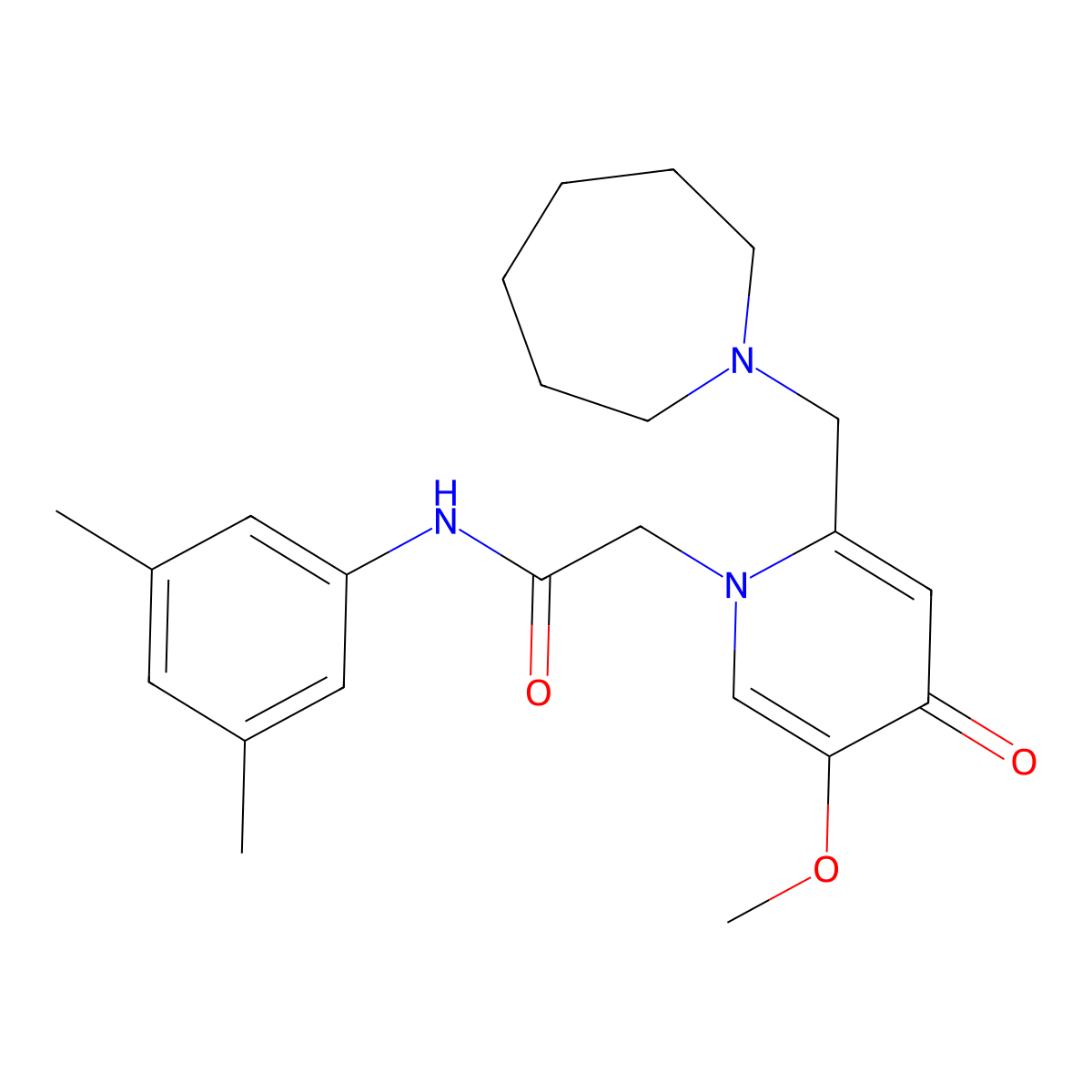 2-(2-(azepan-1-ylmethyl)-5-methoxy-4-oxopyridin-1(4H)-yl)-N-(3,5-dimethylphenyl)acetamide molecular structure, CAS 1005307-62-9
