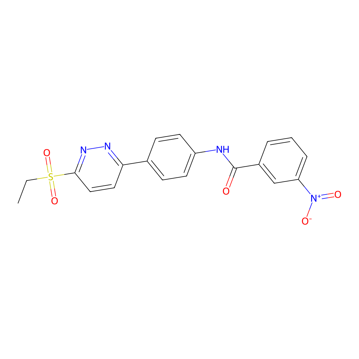 N-(4-(6-(ethylsulfonyl)pyridazin-3-yl)phenyl)-3-nitrobenzamide molecular structure, CAS 1005307-69-6