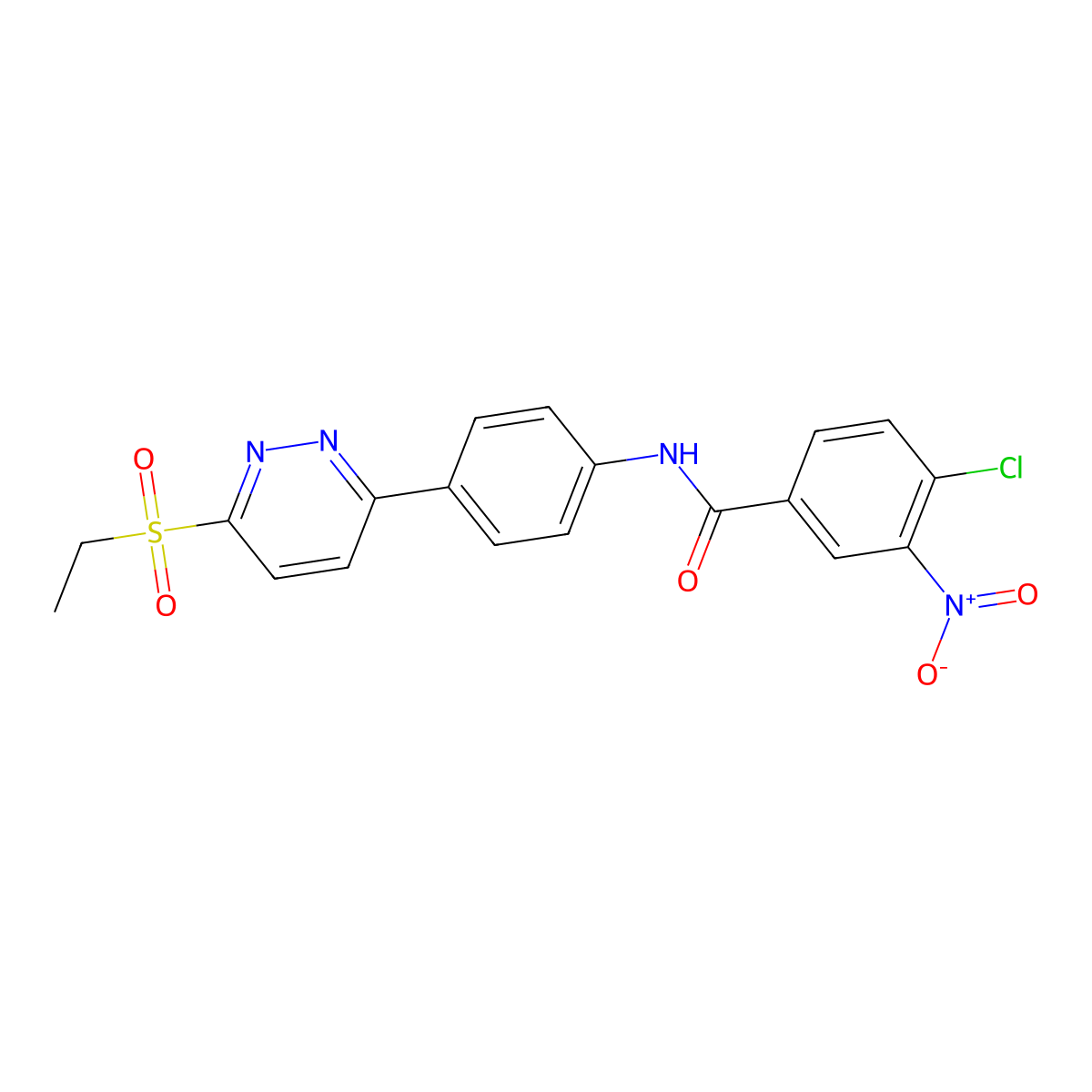 4-chloro-N-(4-(6-(ethylsulfonyl)pyridazin-3-yl)phenyl)-3-nitrobenzamide molecular structure, CAS 1005307-71-0