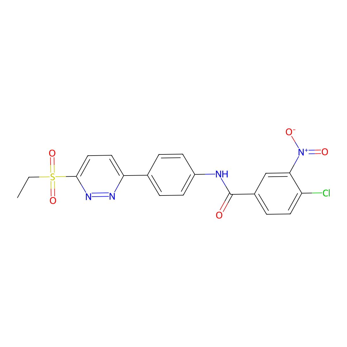 4-chloro-N-(4-(6-(ethylsulfonyl)pyridazin-3-yl)phenyl)-3-nitrobenzamide molecular structure, CAS 1005307-71-0