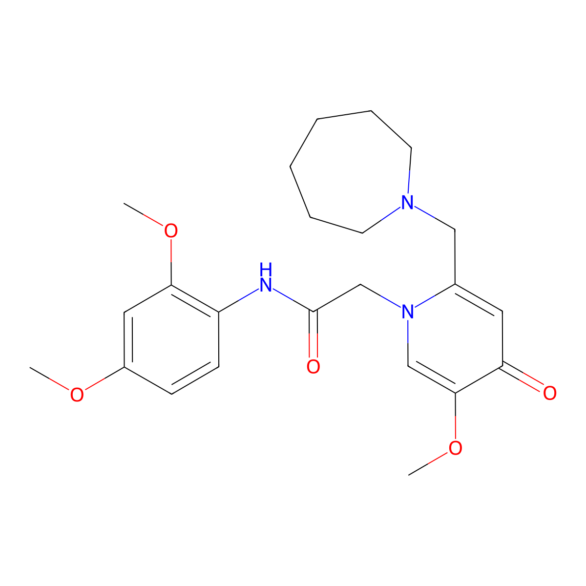 2-(2-(azepan-1-ylmethyl)-5-methoxy-4-oxopyridin-1(4H)-yl)-N-(2,4-dimethoxyphenyl)acetamide molecular structure, CAS 1005307-72-1