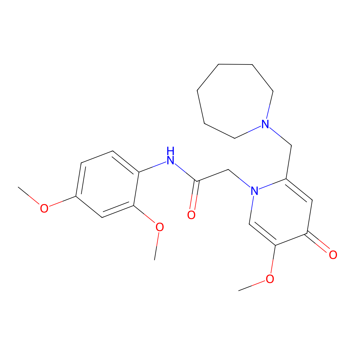 2-(2-(azepan-1-ylmethyl)-5-methoxy-4-oxopyridin-1(4H)-yl)-N-(2,4-dimethoxyphenyl)acetamide molecular structure, CAS 1005307-72-1