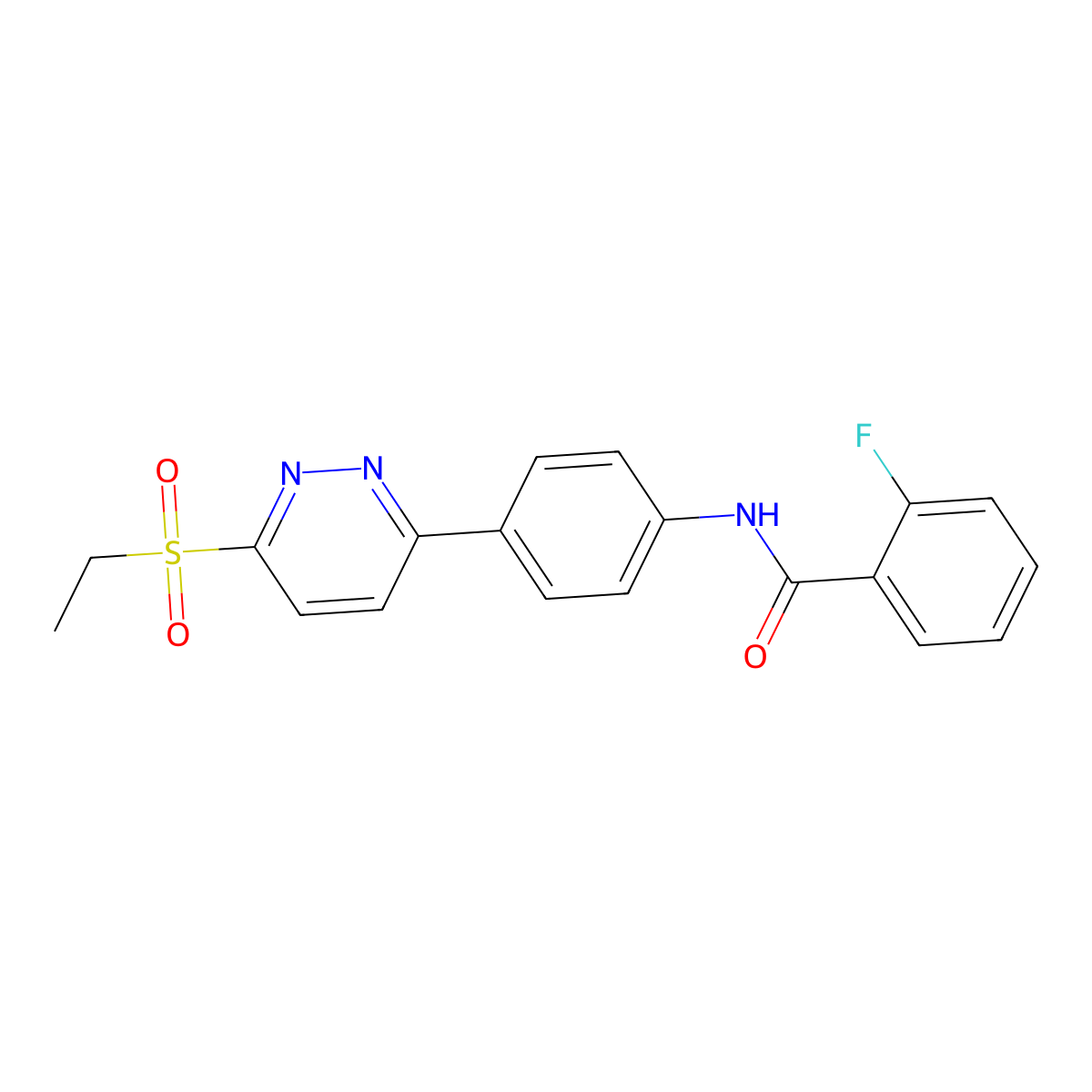 N-(4-(6-(ethylsulfonyl)pyridazin-3-yl)phenyl)-2-fluorobenzamide molecular structure, CAS 1005307-73-2