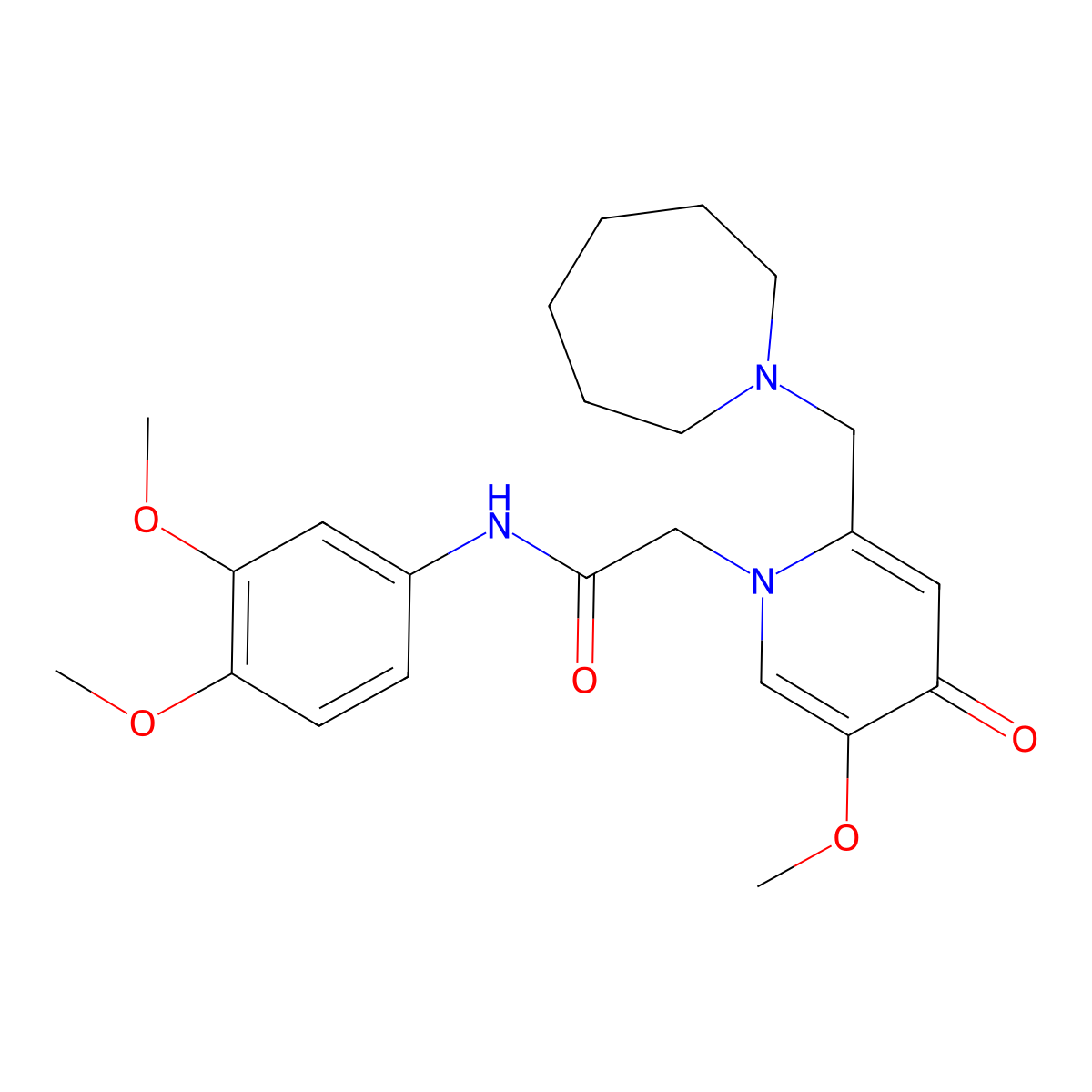 2-(2-(azepan-1-ylmethyl)-5-methoxy-4-oxopyridin-1(4H)-yl)-N-(3,4-dimethoxyphenyl)acetamide molecular structure, CAS 1005307-74-3