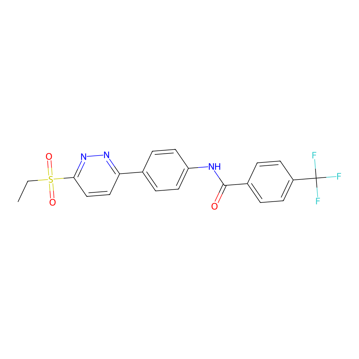N-(4-(6-(ethylsulfonyl)pyridazin-3-yl)phenyl)-4-(trifluoromethyl)benzamide molecular structure, CAS 1005307-75-4