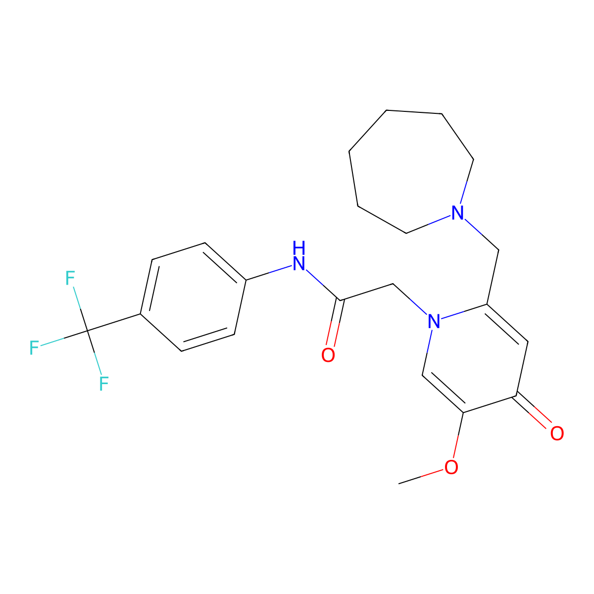 2-(2-(azepan-1-ylmethyl)-5-methoxy-4-oxopyridin-1(4H)-yl)-N-(4-(trifluoromethyl)phenyl)acetamide molecular structure, CAS 1005307-76-5