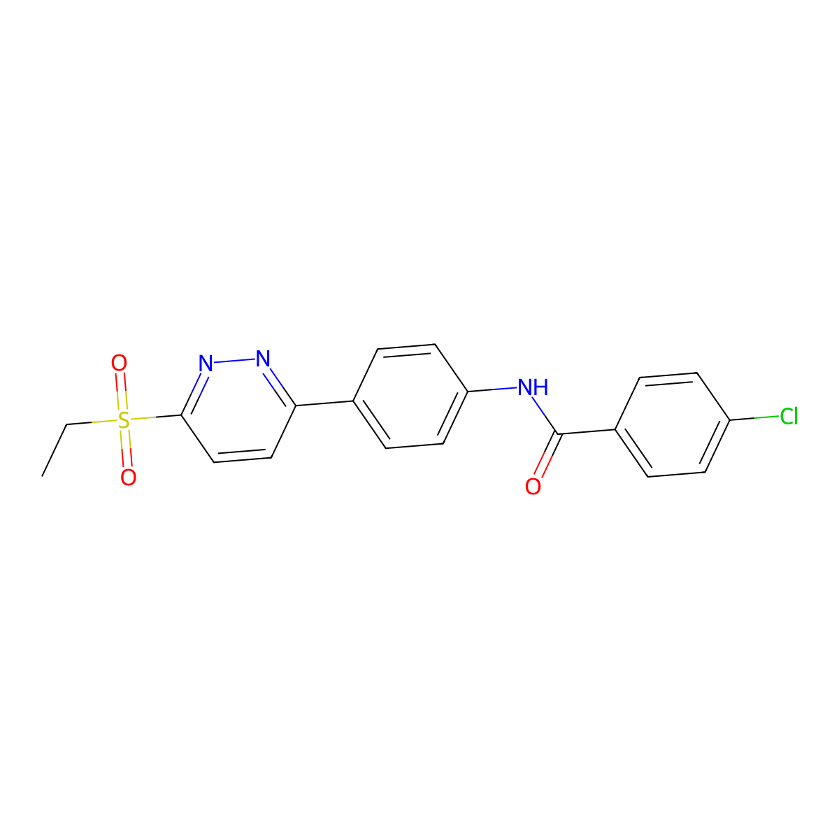 4-chloro-N-(4-(6-(ethylsulfonyl)pyridazin-3-yl)phenyl)benzamide molecular structure, CAS 1005307-77-6