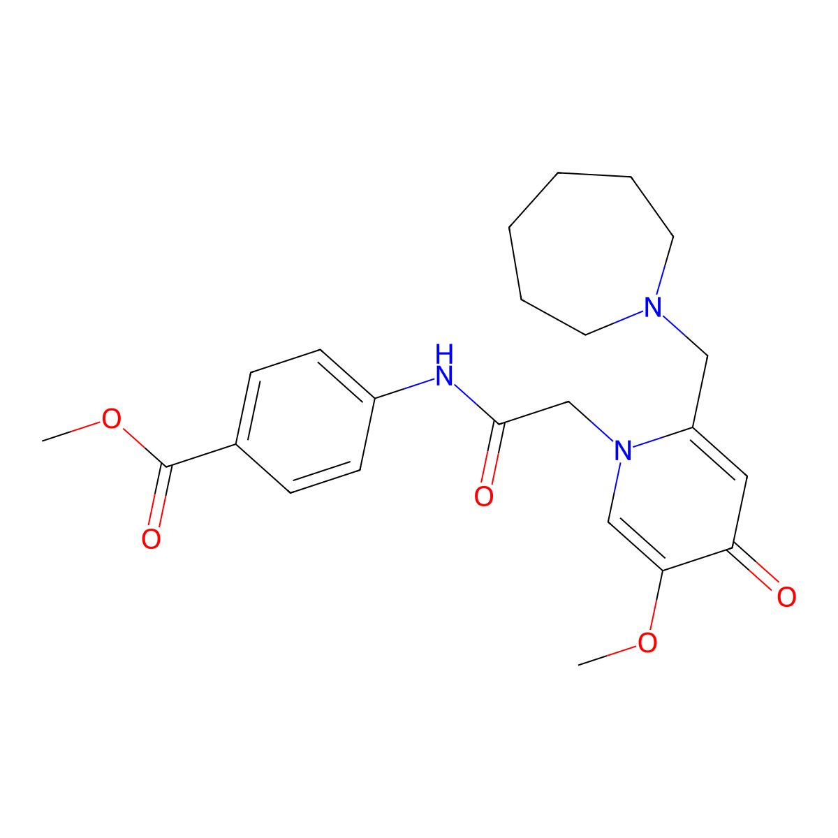 methyl 4-({[2-(azepan-1-ylmethyl)-5-methoxy-4-oxopyridin-1(4H)-yl]acetyl}amino)benzoate molecular structure, CAS 1005307-78-7