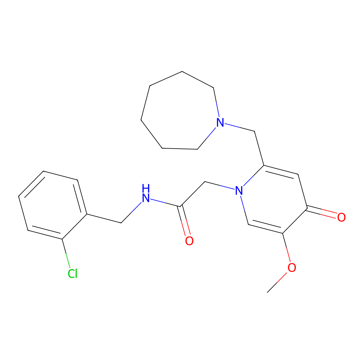 2-(2-(azepan-1-ylmethyl)-5-methoxy-4-oxopyridin-1(4H)-yl)-N-(2-chlorobenzyl)acetamide molecular structure, CAS 1005307-84-5