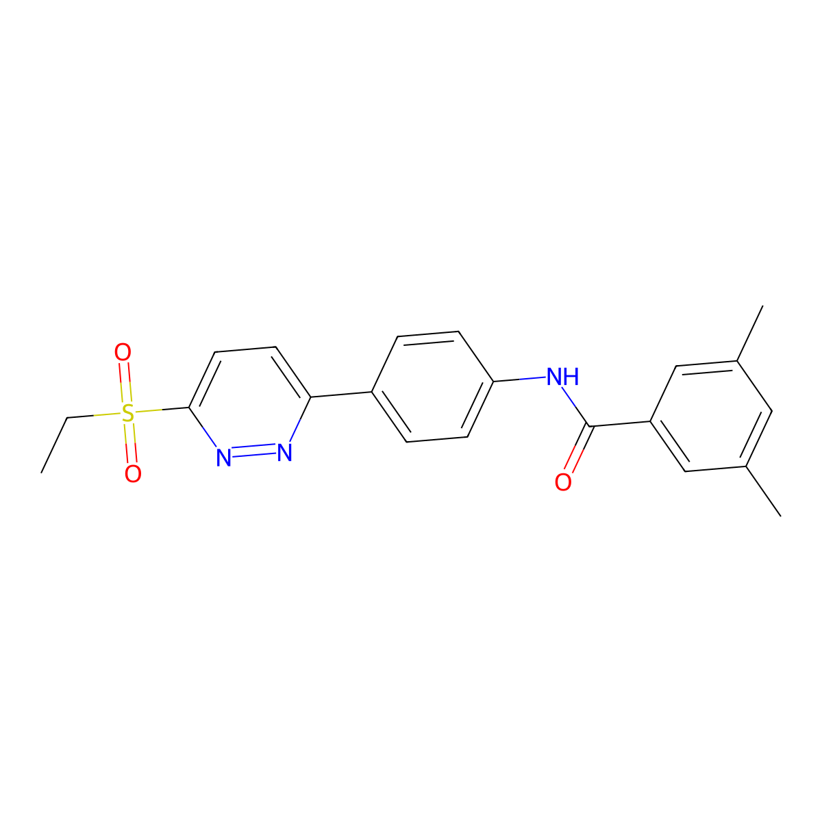 N-(4-(6-(ethylsulfonyl)pyridazin-3-yl)phenyl)-3,5-dimethylbenzamide molecular structure, CAS 1005307-94-7