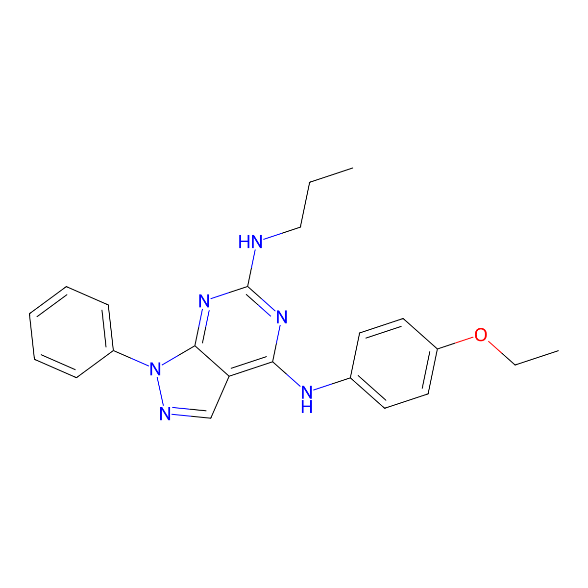 N4-(4-ethoxyphenyl)-1-phenyl-N6-propyl-1H-pyrazolo[3,4-d]pyrimidine-4,6-diamine molecular structure, CAS 1005307-99-2