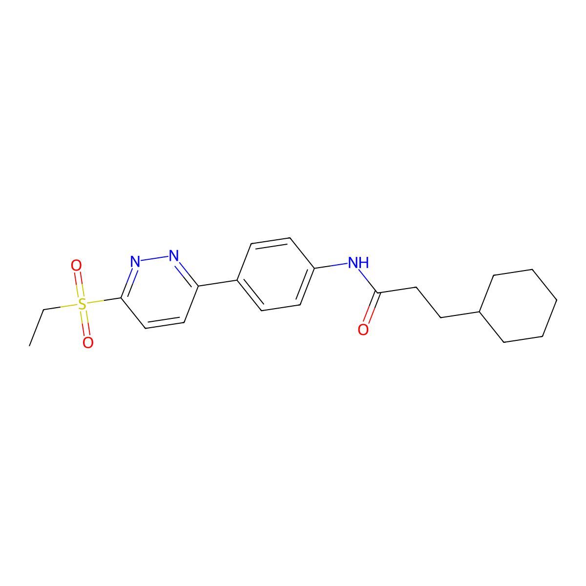 3-cyclohexyl-N-(4-(6-(ethylsulfonyl)pyridazin-3-yl)phenyl)propanamide molecular structure, CAS 1005308-01-9