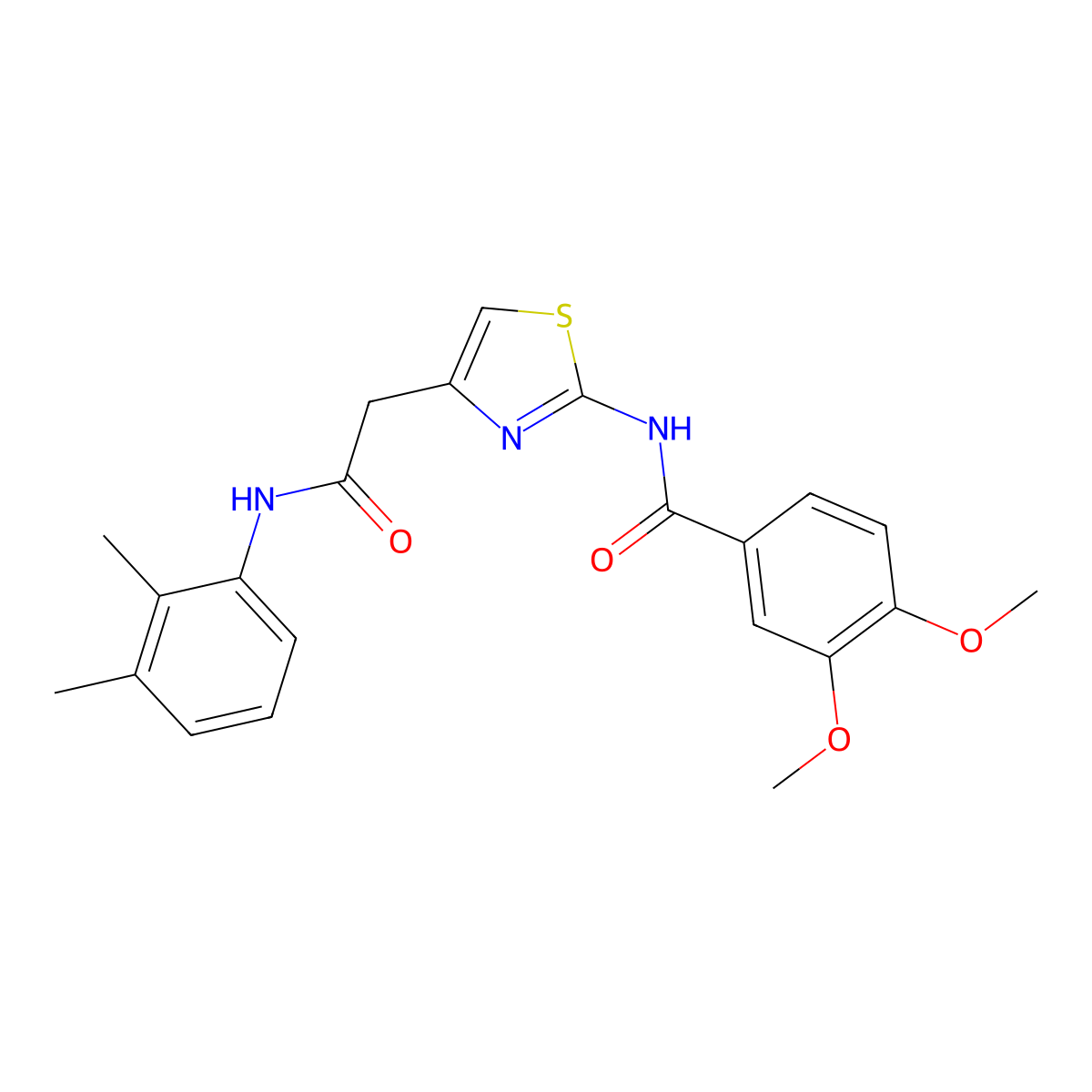 N-(4-(2-((2,3-dimethylphenyl)amino)-2-oxoethyl)thiazol-2-yl)-3,4-dimethoxybenzamide molecular structure, CAS 1005308-32-6