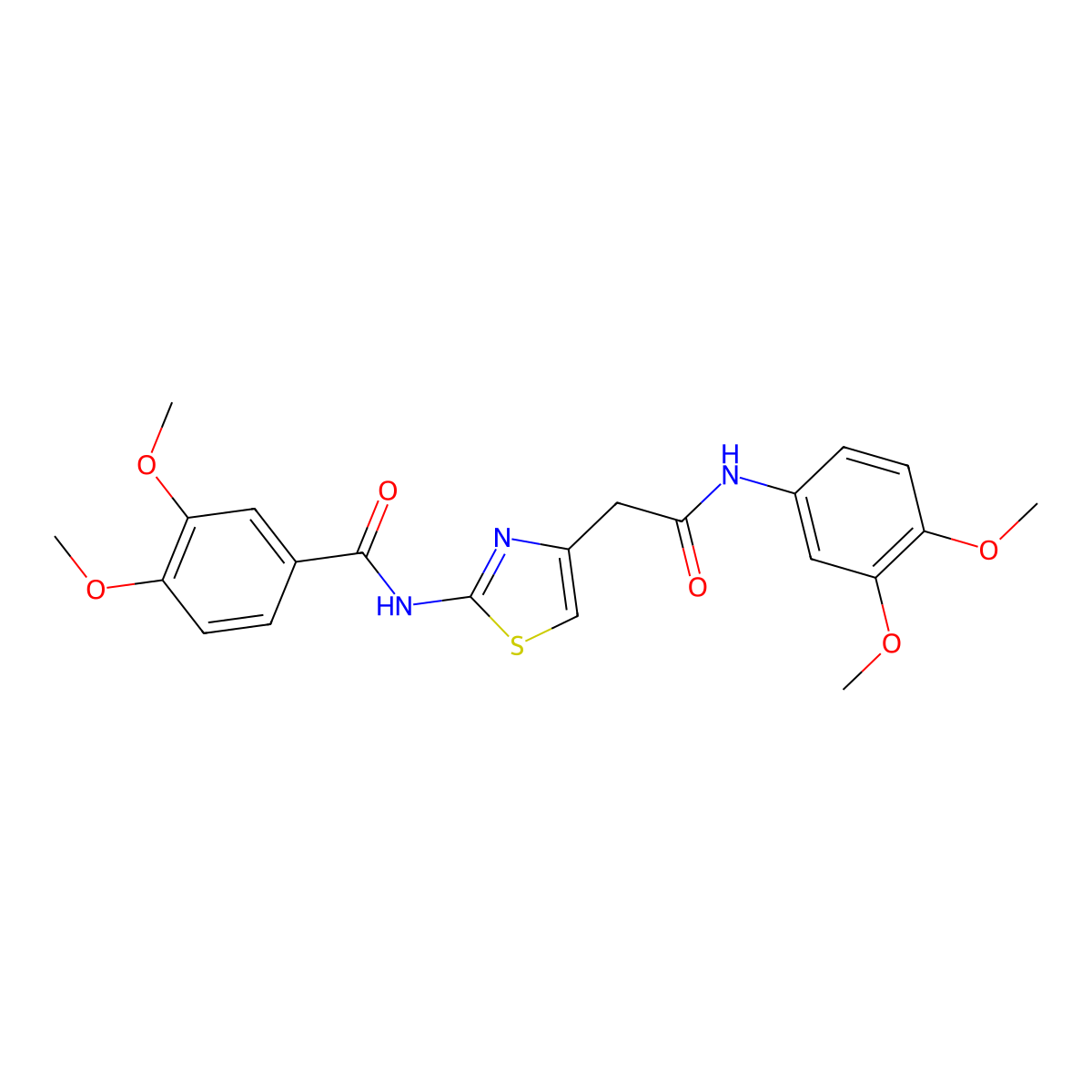 N-(4-(2-((3,4-dimethoxyphenyl)amino)-2-oxoethyl)thiazol-2-yl)-3,4-dimethoxybenzamide molecular structure, CAS 1005308-35-9