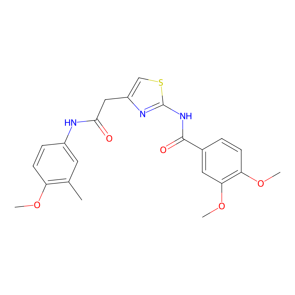 3,4-dimethoxy-N-(4-(2-((4-methoxy-3-methylphenyl)amino)-2-oxoethyl)thiazol-2-yl)benzamide molecular structure, CAS 1005308-40-6