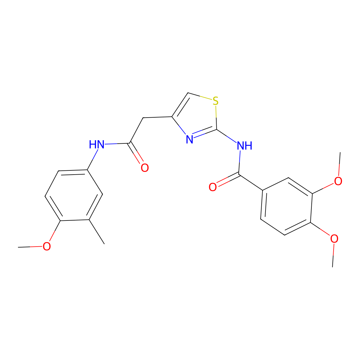 3,4-dimethoxy-N-(4-(2-((4-methoxy-3-methylphenyl)amino)-2-oxoethyl)thiazol-2-yl)benzamide molecular structure, CAS 1005308-40-6
