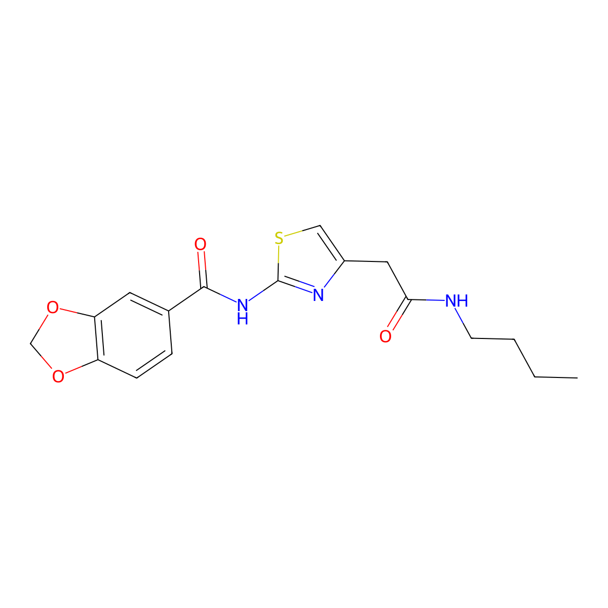 N-(4-(2-(butylamino)-2-oxoethyl)thiazol-2-yl)benzo[d][1,3]dioxole-5-carboxamide molecular structure, CAS 1005308-46-2