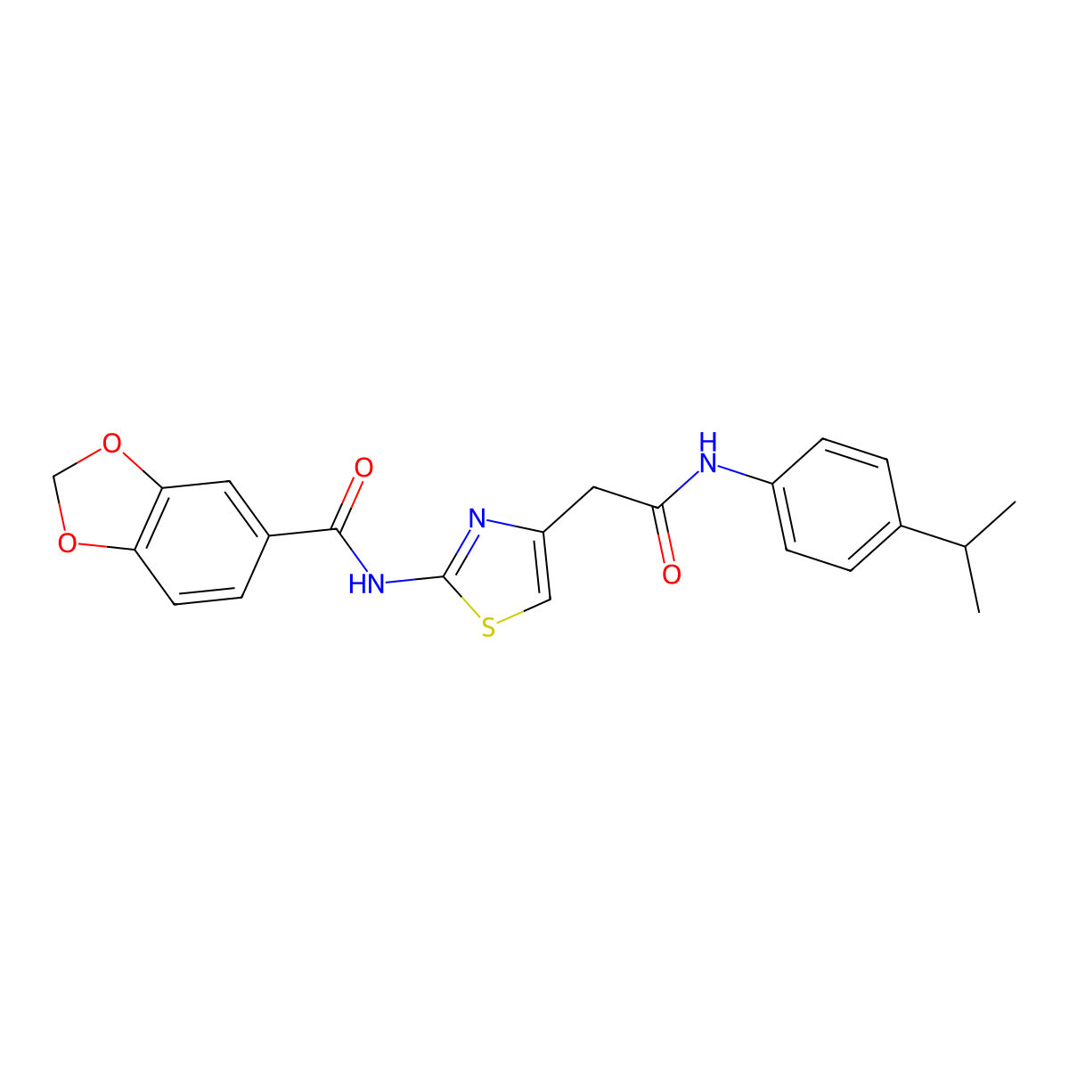 N-(4-(2-((4-isopropylphenyl)amino)-2-oxoethyl)thiazol-2-yl)benzo[d][1,3]dioxole-5-carboxamide molecular structure, CAS 1005308-52-0