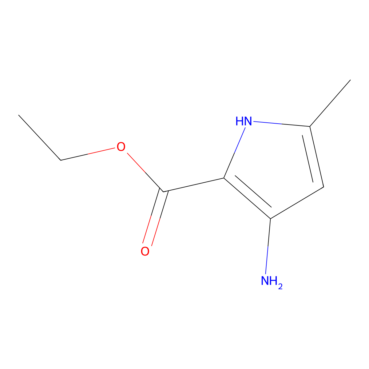 Ethyl 3-amino-5-methyl-1H-pyrrole-2-carboxylate molecular structure, CAS 1005326-26-0