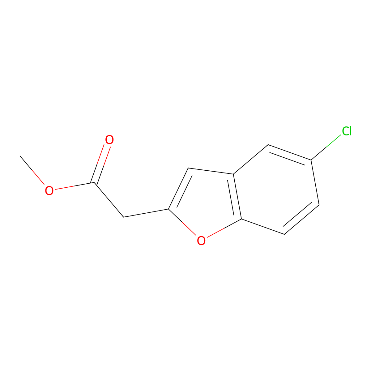 Methyl 2-(5-chlorobenzofuran-2-yl)acetate molecular structure, CAS 1005328-52-8