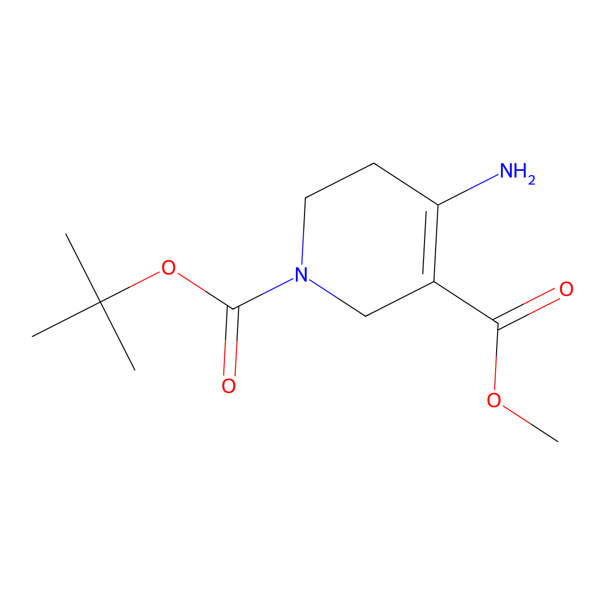 1-Tert-butyl 3-methyl 4-amino-1,2,5,6-tetrahydropyridine-1,3-dicarboxylate molecular structure, CAS 1005333-21-0