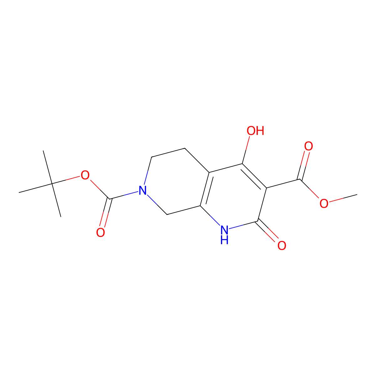 Methyl 7-Boc-4-hydroxy-2-oxo-1,2,5,6,7,8-hexahydro-1,7-naphthyridine-3-carboxylate molecular structure, CAS 1005333-37-8