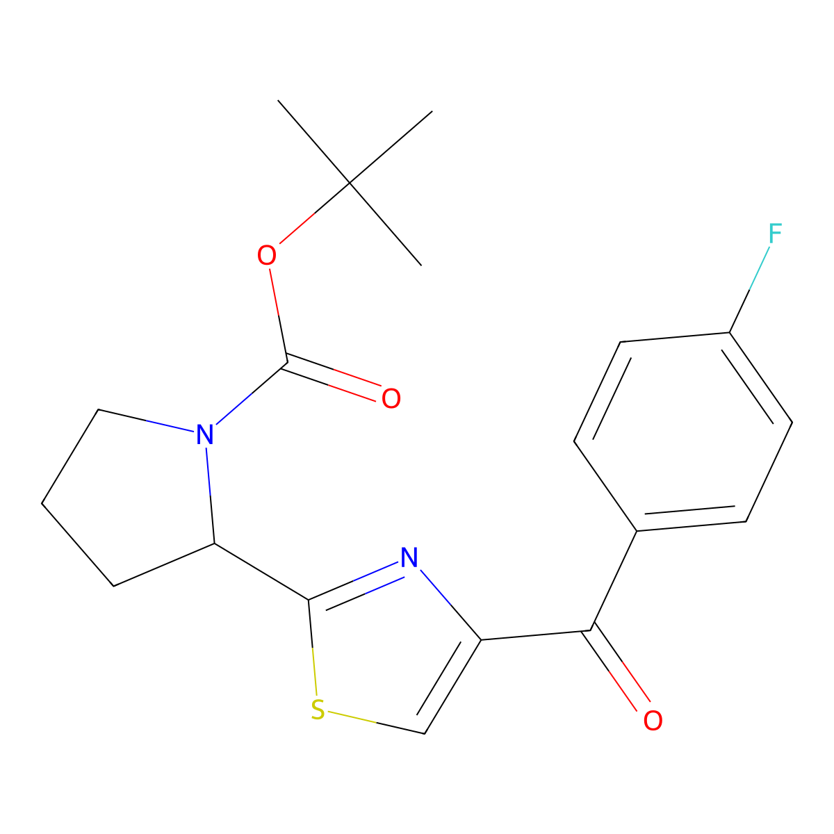 (s)-Tert-butyl 2-(4-(4-fluorobenzoyl)thiazol-2-yl)pyrrolidine-1-carboxylate molecular structure, CAS 1005342-78-8