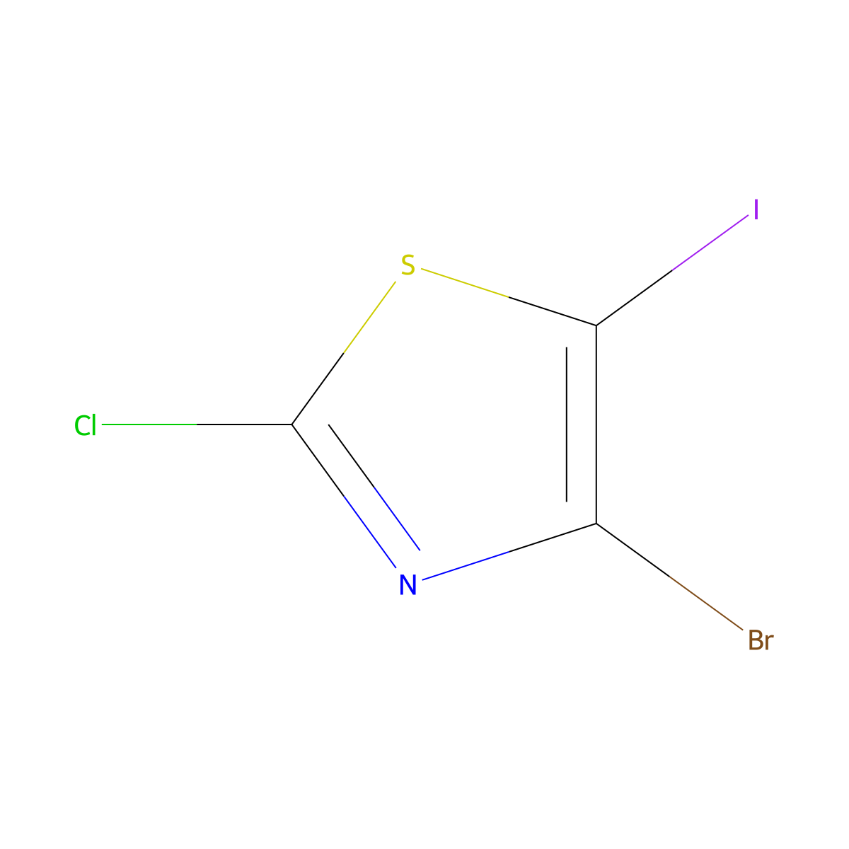 4-Bromo-2-chloro-5-iodo-1,3-thiazole molecular structure, CAS 1005346-26-8