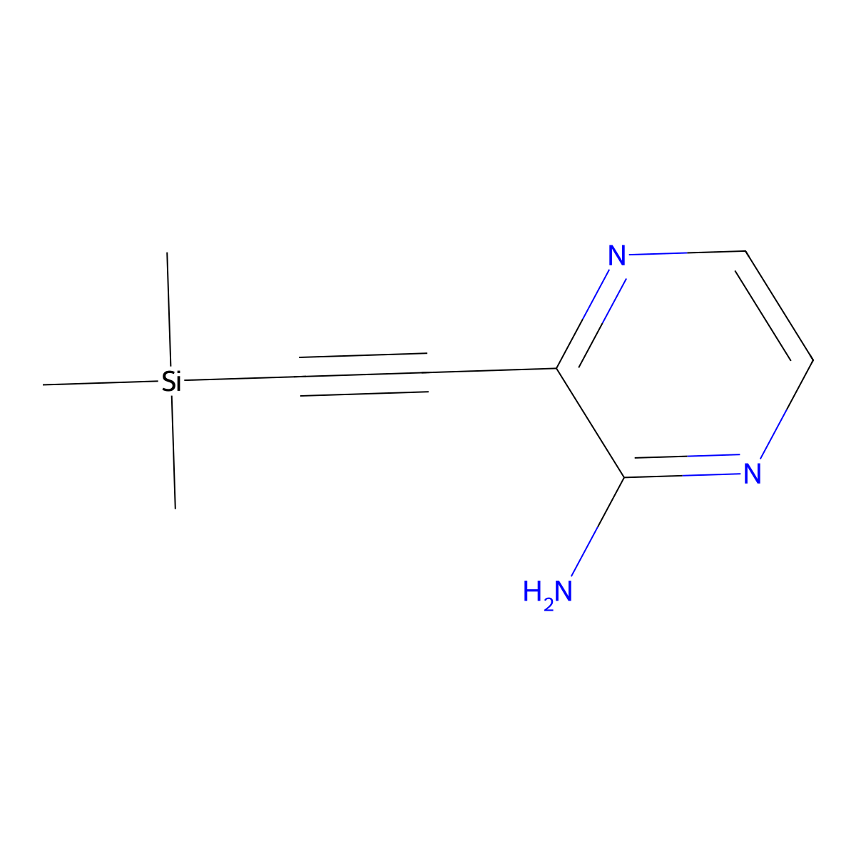 3-((Trimethylsilyl)ethynyl)pyrazin-2-amine molecular structure, CAS 1005349-12-1