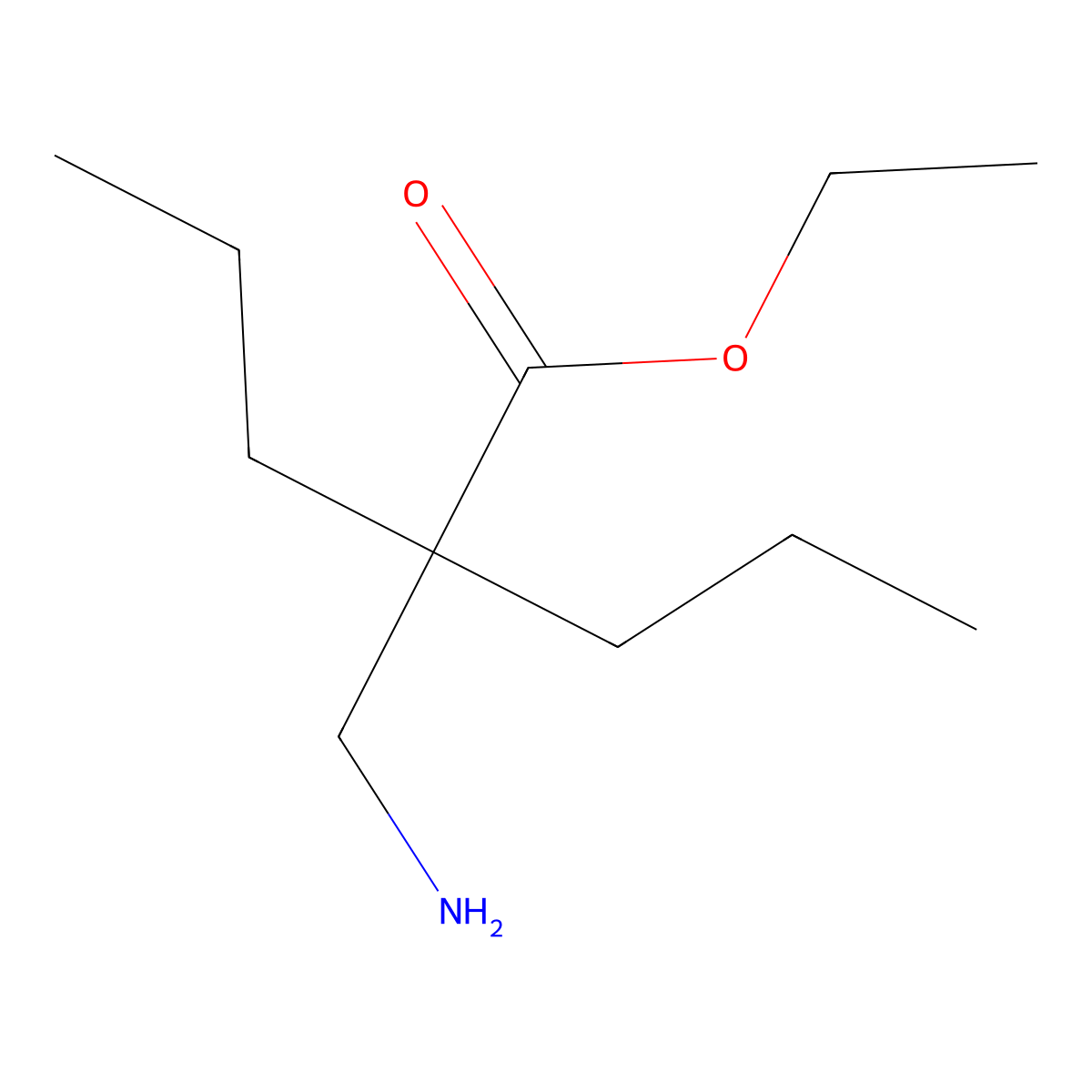 Ethyl 2-(aminomethyl)-2-propylpentanoate molecular structure, CAS 100535-65-7