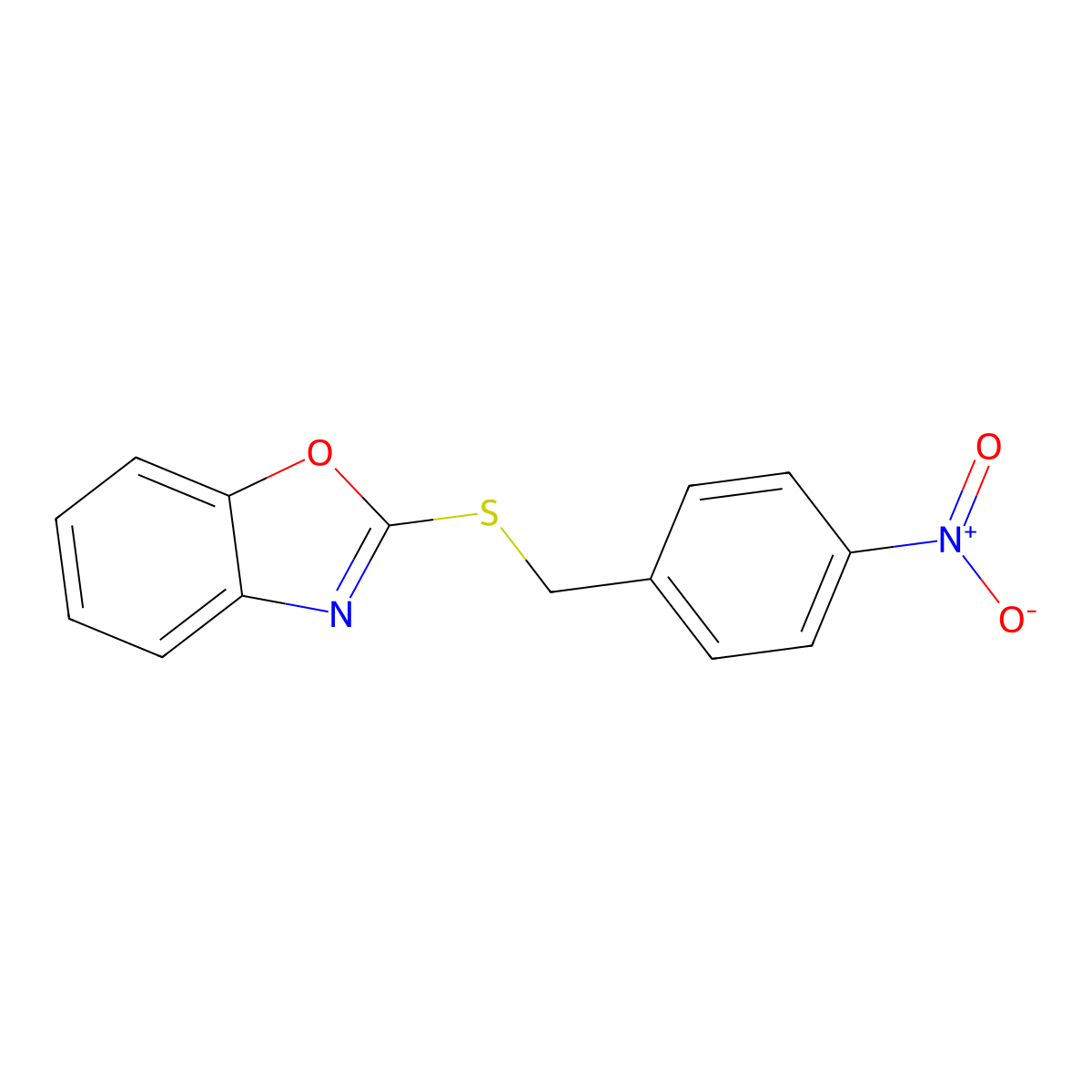 2-(4-Nitro-benzylsulfanyl)-benzooxazole molecular structure, CAS 100537-64-2
