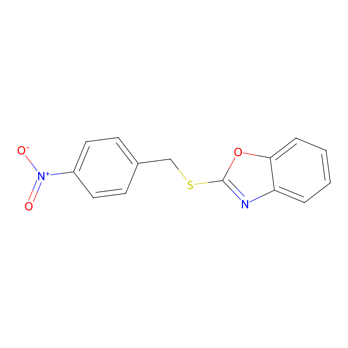 2-(4-Nitro-benzylsulfanyl)-benzooxazole molecular structure, CAS 100537-64-2