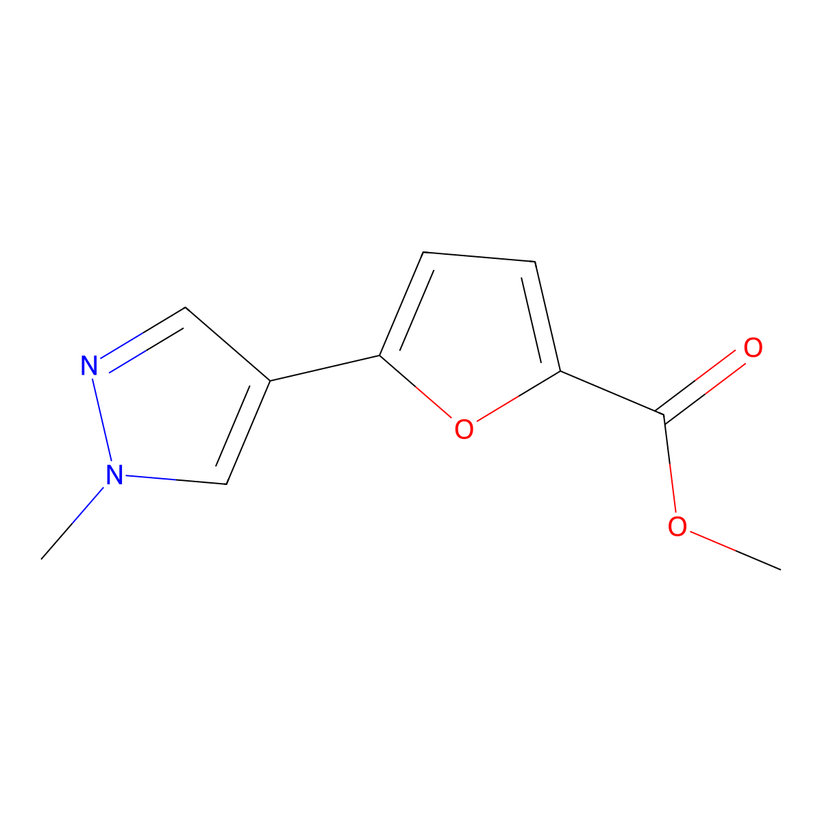 5-(1-Methyl-1H-pyrazol-4-YL)furan-2-carboxylic acid methyl ester molecular structure, CAS 1005378-67-5
