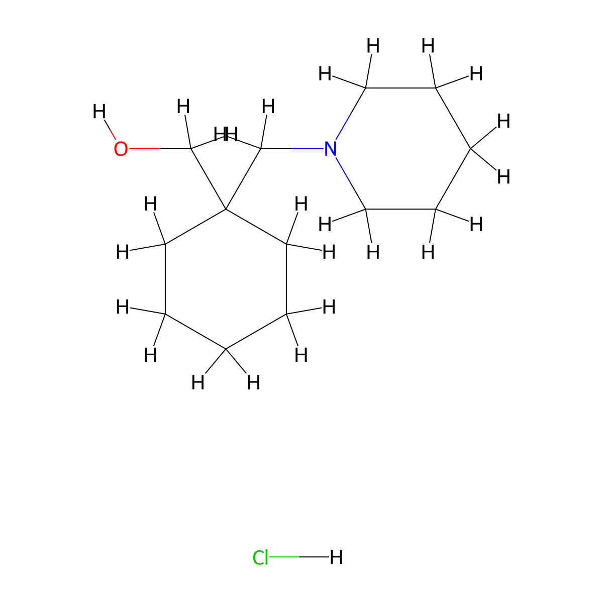 (1-(Piperidin-1-ylmethyl)cyclohexyl)methanol hydrochloride molecular structure, CAS 100539-16-0