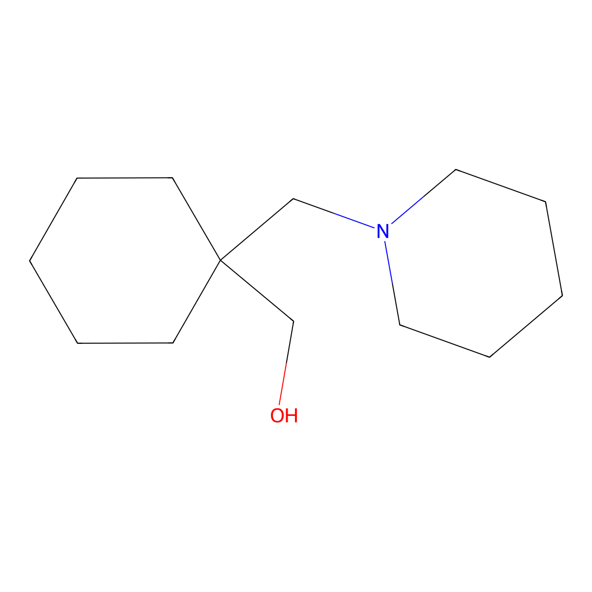 (1-(Piperidin-1-ylmethyl)cyclohexyl)methanol molecular structure, CAS 100539-17-1