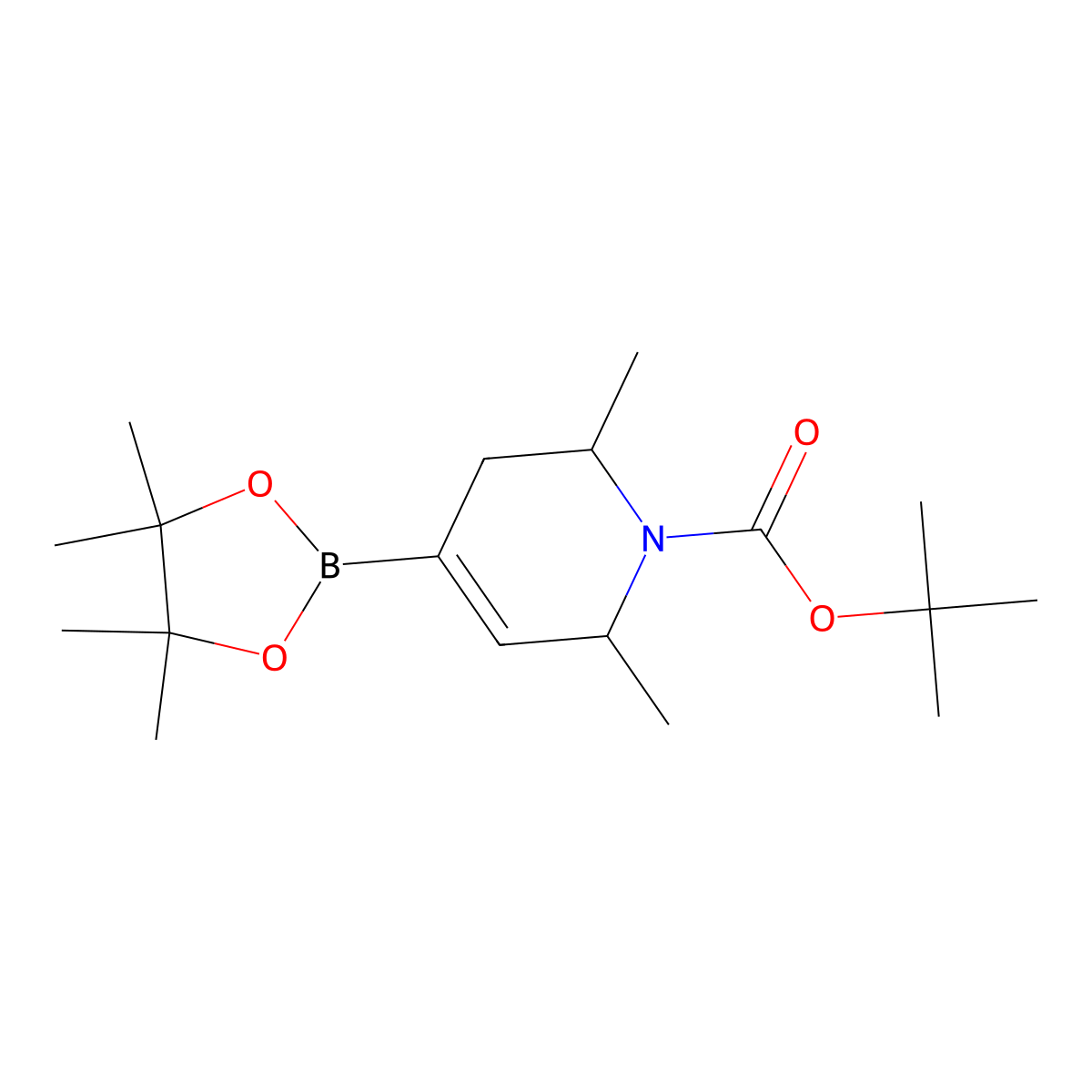 tert-butyl 2,6-dimethyl-4-(4,4,5,5-tetramethyl-1,3,2-dioxaborolan-2-yl)-5,6-dihydropyridine-1(2H)-carboxylate molecular structure, CAS 1005397-65-8