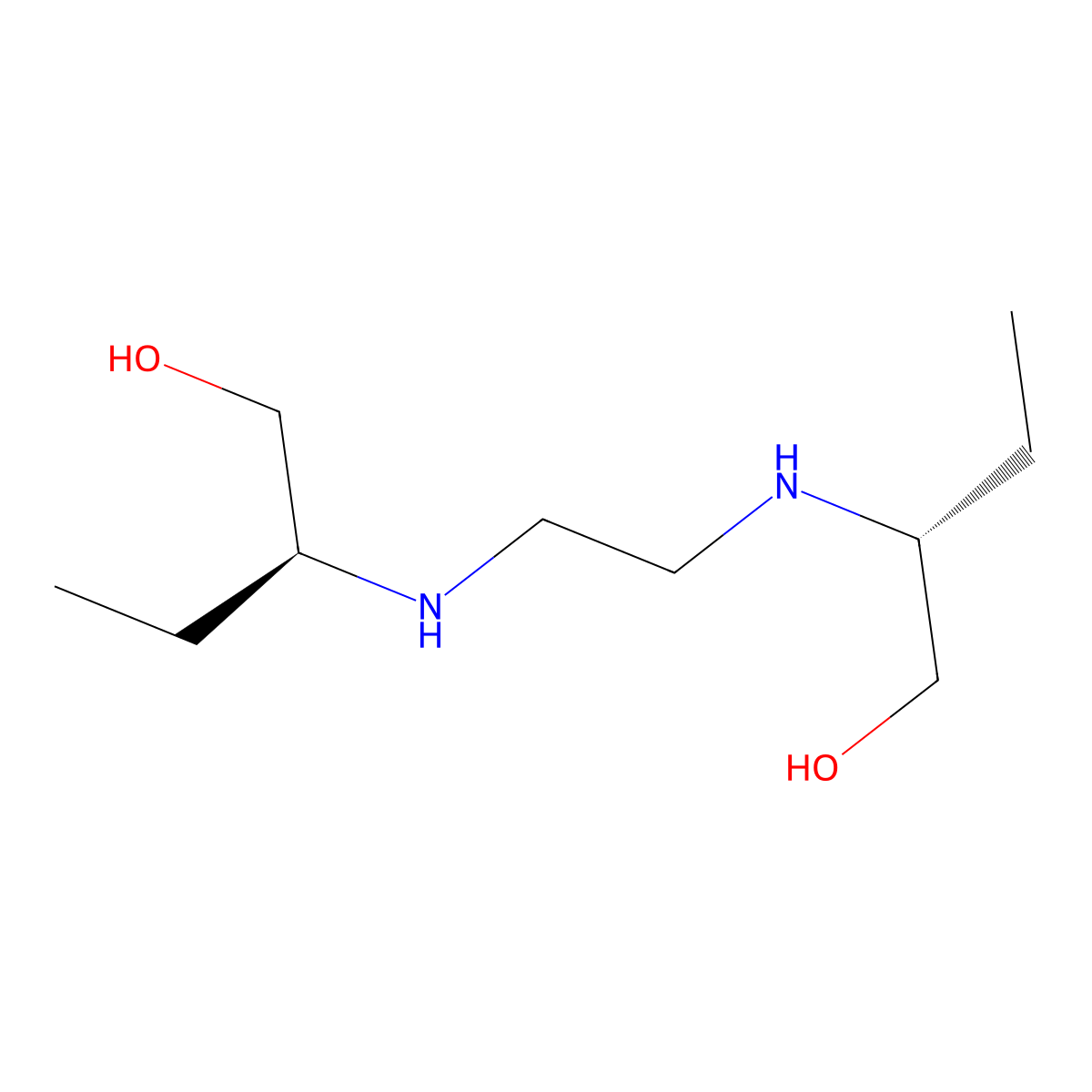 Ethambutol, meso- molecular structure, CAS 10054-06-5