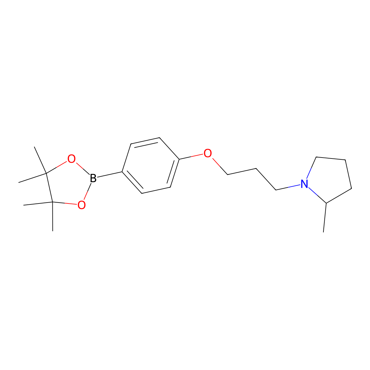 (R)-4-[3-(2-Methylpyrrolidin-1-yl)propoxy]phenylboronic Acid Pinacol Ester molecular structure, CAS 1005403-35-9