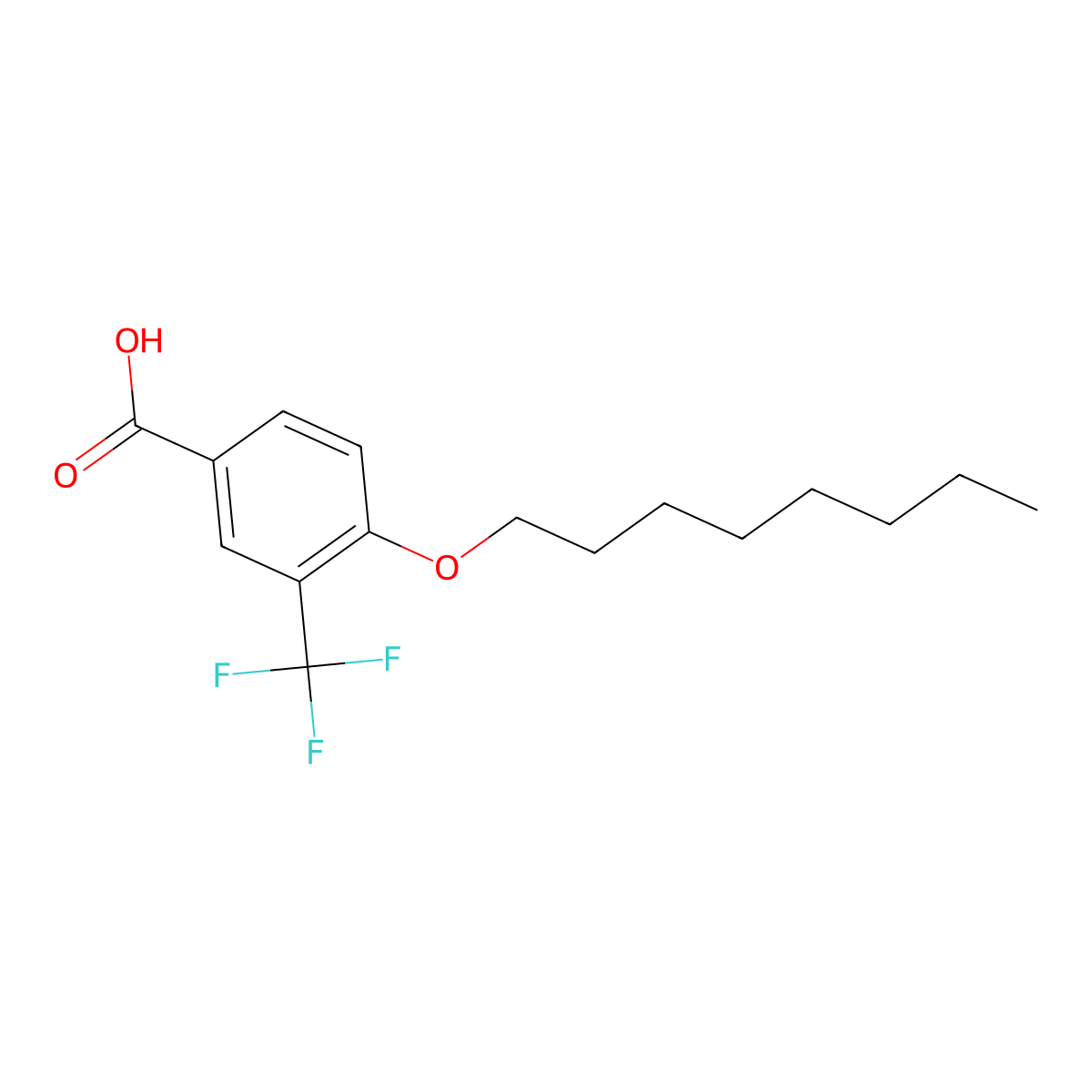 4-Octyloxy-3-trifluoromethylbenzoic acid molecular structure, CAS 1005407-63-5