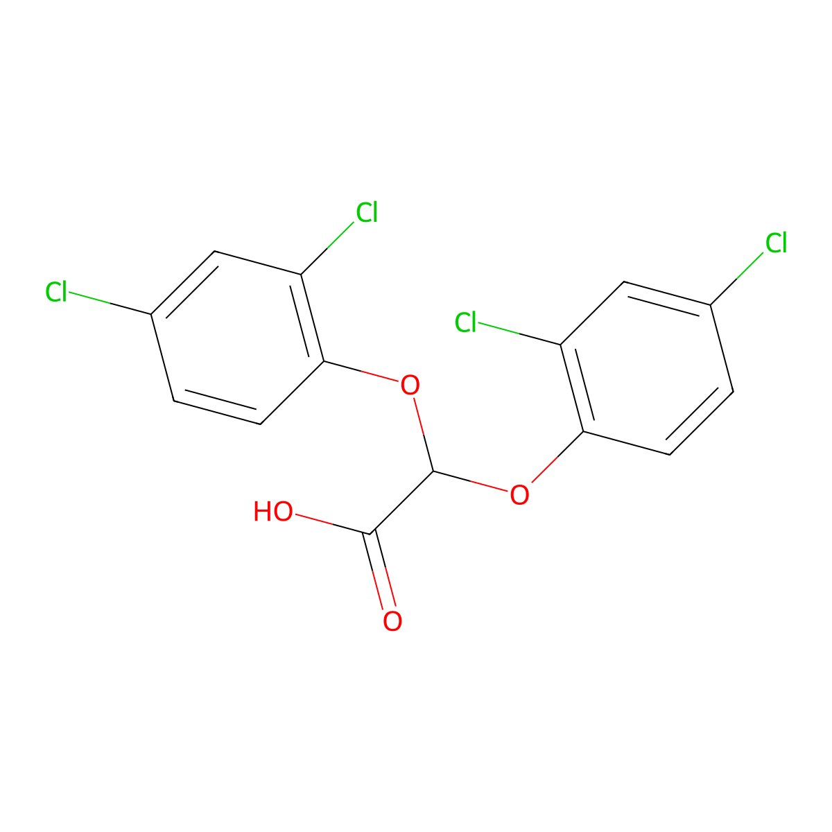 Bis(2,4-dichlorophenoxy)acetic acid molecular structure, CAS 100541-30-8