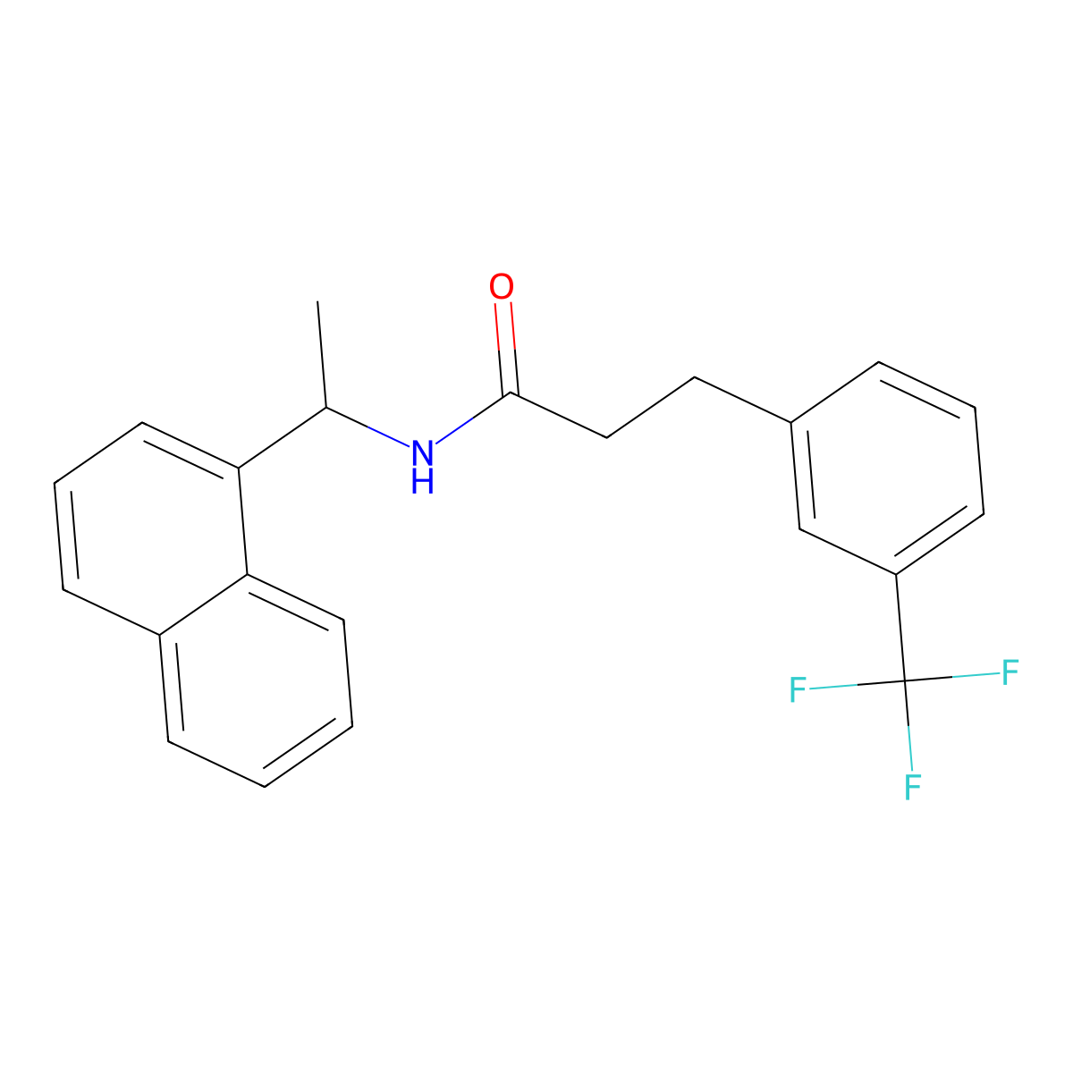 (R)-N-(1-(Naphthalen-1-yl)ethyl)-3-(3-(trifluoromethyl)phenyl)propanamide molecular structure, CAS 1005450-55-4