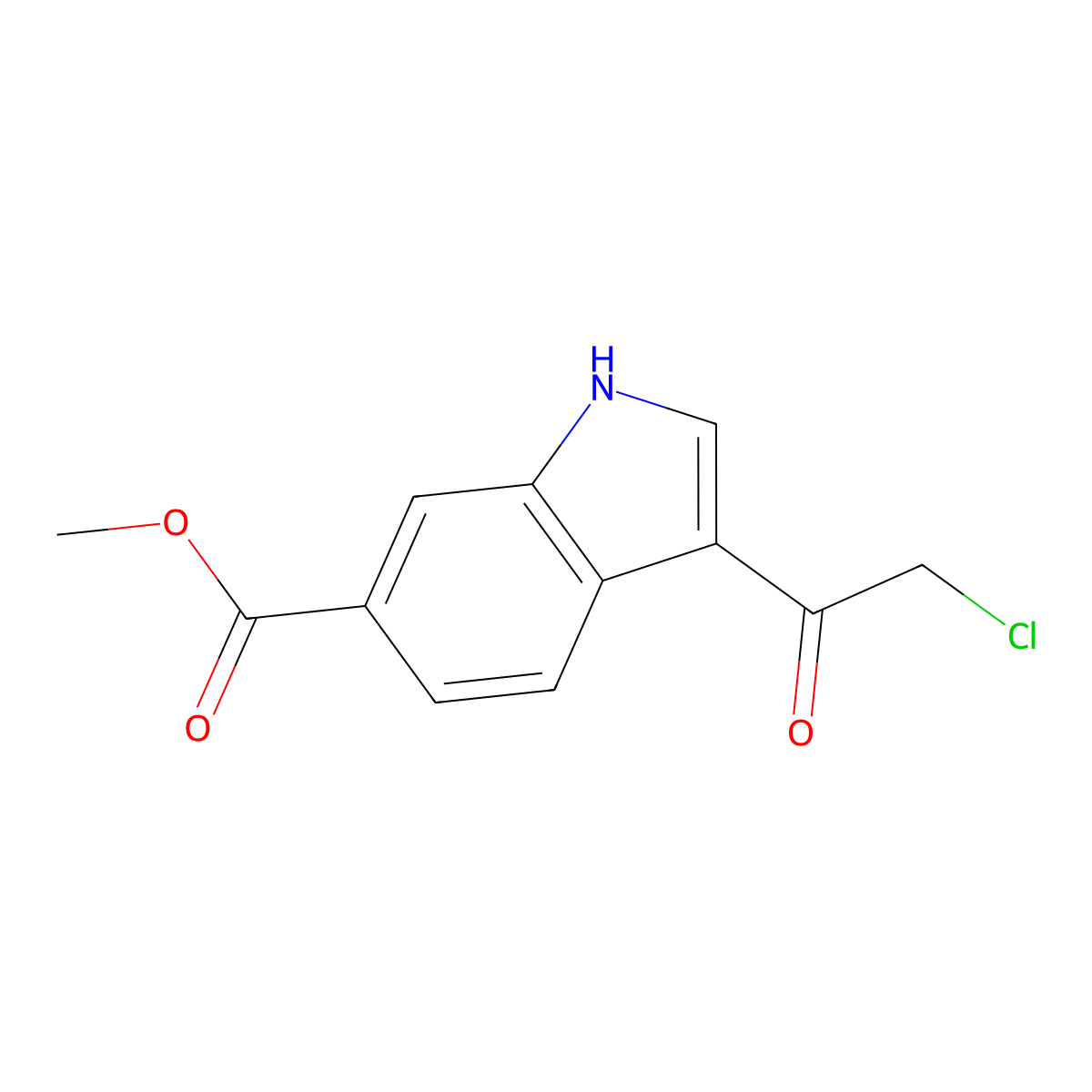 methyl 3-(2-chloroacetyl)-1H-indole-6-carboxylate molecular structure, CAS 1005458-26-3