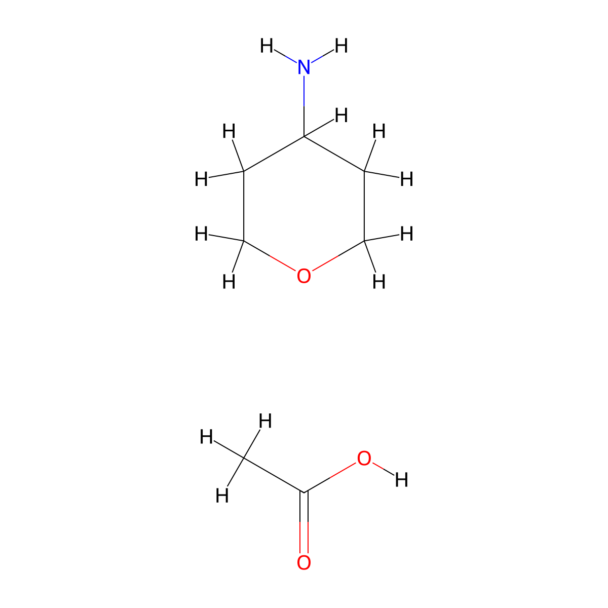 Tetrahydro-2H-pyran-4-amine acetate molecular structure, CAS 1005498-91-8