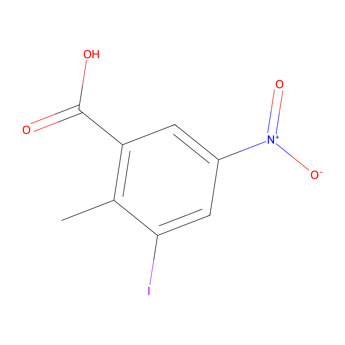 3-Iodo-2-methyl-5-nitrobenzoic acid molecular structure, CAS 1005499-46-6