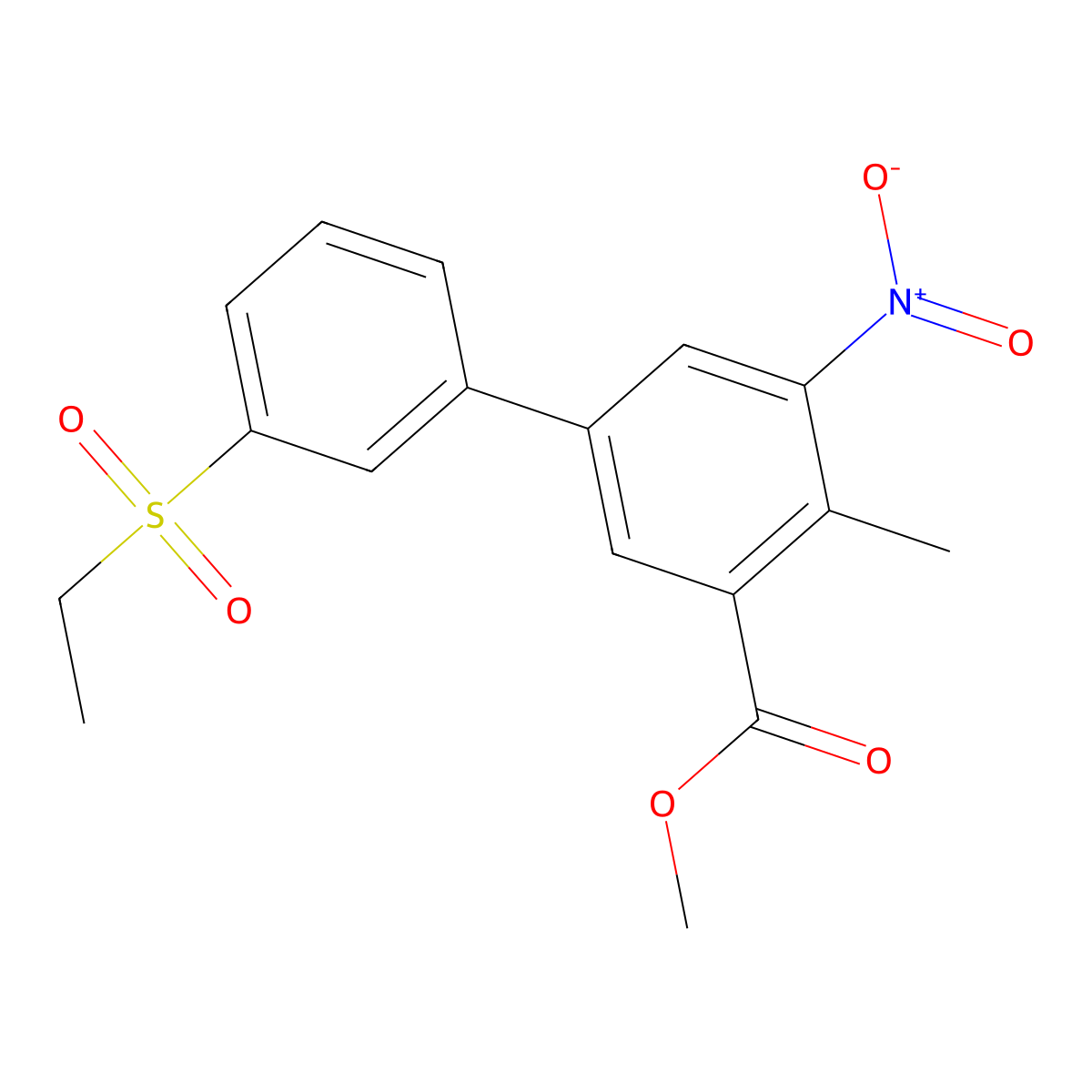 Methyl 3'-(ethylsulfonyl)-4-methyl-5-nitrobiphenyl-3-carboxylate molecular structure, CAS 1005499-49-9